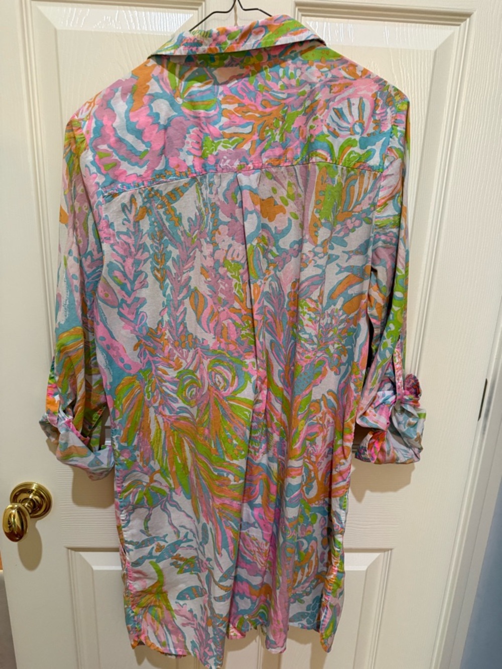 Lilly Pulitzer Multicolor Tropical Print Swim Coverup - Pink, Green, Blue size L - Picture 3 of 3